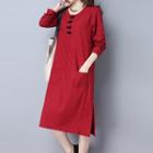 Chinese Frog Button Long-sleeve Dress