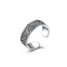 925 Sterling Silver Vintage Elegant Geometric Pattern Adjustable Open Ring Silver - One Size