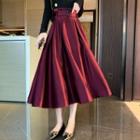 Belted Velvet A-line Skirt