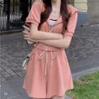 Short-sleeve Hooded Cropped Jacket / Sweatshorts