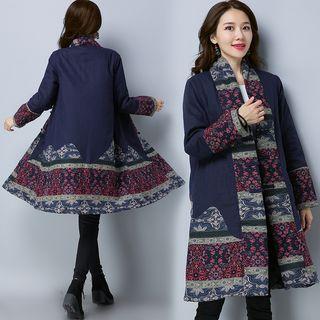 Patterned Open Front Coat