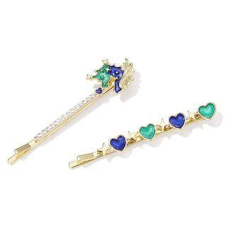 Heart Hair Clip Love Heart - Teal & Blue - One Size