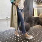 High Band-waist Cutout-hem Jeans