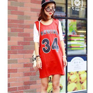 Set: Lettering Tank Dress + Long Sleeve T-shirt