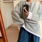 Mock Two-piece Long-sleeve Loose-fit Top