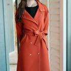 Double-breasted Front-tie Long Trench Coat