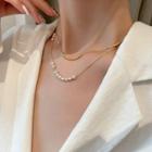 Faux Pearl Layered Alloy Choker Gold - One Size