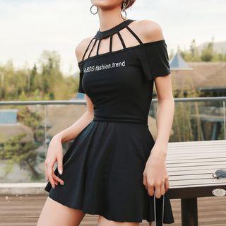 Short-sleeve Cut Out Swimdress