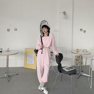 Set : Long-sleeve Sweatshirt + High Waist Pants