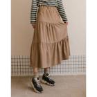 Band-waist Corduroy Tiered Skirt
