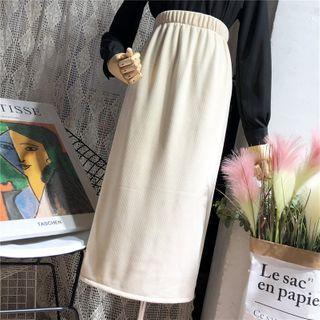 Velvet Split-back Shift Midi Skirt