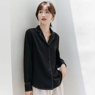 Notch Lapel Contrast Stitching Shirt