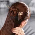 Rhinestone Floral & Faux Pearl Hair Stick As Shown In Figure - 15.5cm