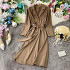 Long-sleeve Beled Midi A-line Dress