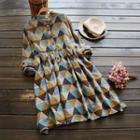 Long-sleeve Patterned A-line Dress As Shown In Figure - L