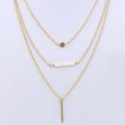 Faux Pearl Layered Necklace 2152 - Gold - One Size