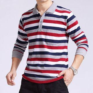 Striped Long Sleeve Polo Shirt