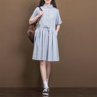Short-sleeve Drawstring Shirtdress