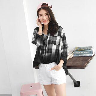 Dip-dyed Gingham Cotton Shirt