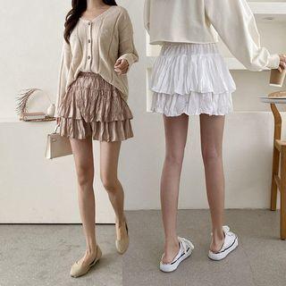 Crinkled Tiered Mini Skirt