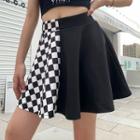 Checkerboard Panel Mini A-line Skirt