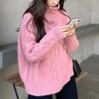 Half-zip Turtleneck Cable Knit Sweater