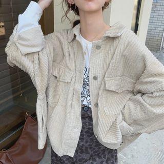 Corduroy Cargo Shirt Jacket Jacket - Khaki - One Size