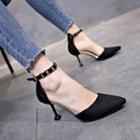 Faux Suede Pointed Toe High Heel Dorsay Pumps