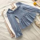 Ruffled-trim Square-neck Flare-sleeve Blouse