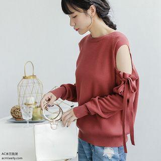 Cutout Tie-shoulder Knit Top
