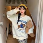 Bear Embroidered Lettering Sweater