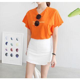 Raglan Short-sleeve Lettering T-shirt