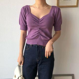 Cropped Rib-knit Sweater