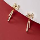 Bow Rhinestone Sterling Silver Fringed Earring