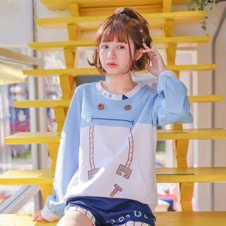 Robot Colour Block Long-sleeve T-shirt