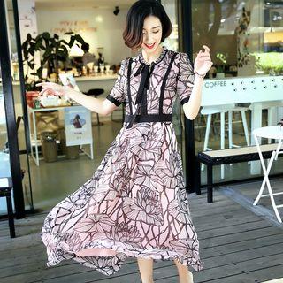 Tie-neck Silk Dress