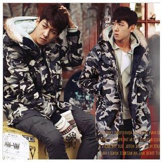 Camouflage Hooded Fleece-lining Jacket