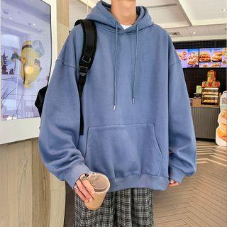 Long Sleeve Plain Fleece Hoodie