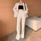 Pocket-detail Long-sleeve Blazer / High-waist Wide-leg Pants