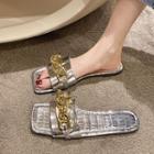 Chain Square-toe Flat Slide Sandals