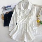 Chain-accent Mock Two-piece Midi Shirtdress
