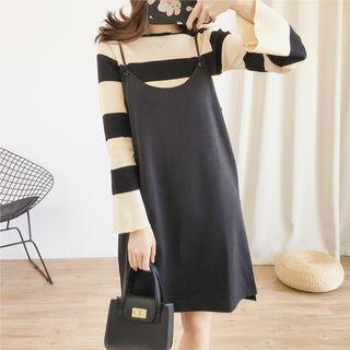 Set: Striped Knit Top + Sleeveless Dress
