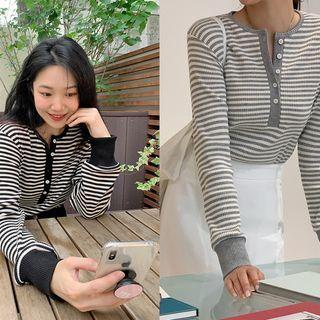 Striped Ribbed Henley