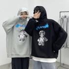 Couple Matching Cartoon Printed Hooded Pullover