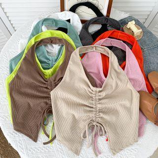 Slim-fit Drawstring Halter Top In 9 Colors