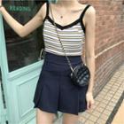 Sleeveless Striped Top / A-line Mini Skirt