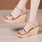 Platform Wedge Heel Glitter Sandals