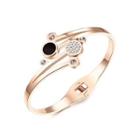 Fashion And Elegant Plated Rose Gold Geometric Round 316l Stainless Steel Bangle With Cubic Zirconia Rose Gold - One Size