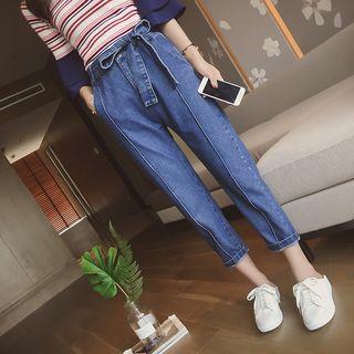 Tie-waist Cropped Jeans