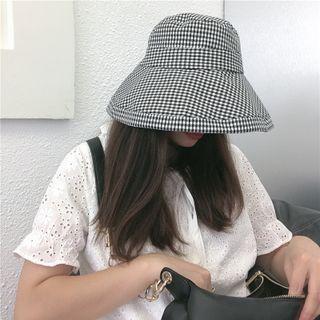 Gingham Sun Hat Gingham - Black & White - One Size